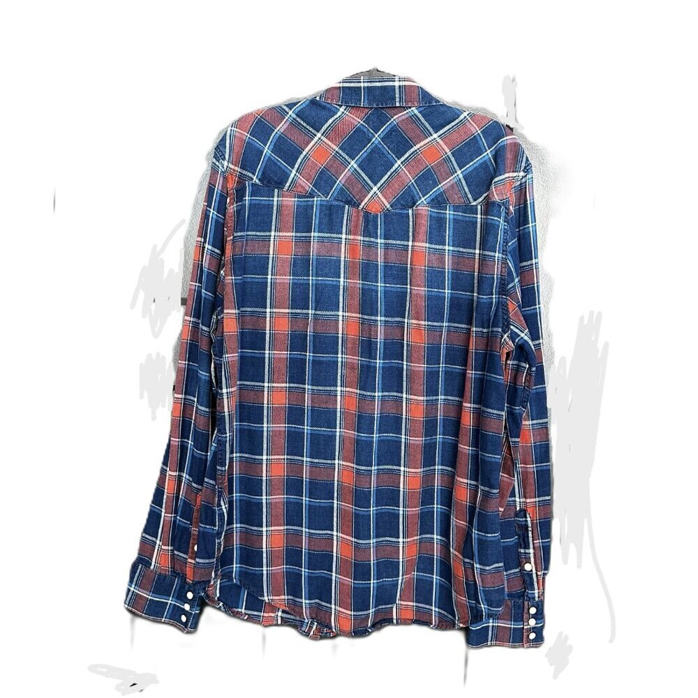 Men's Gap Flannel Size Large Slim Fit Snap Front Shirt - Picture 2 of 5